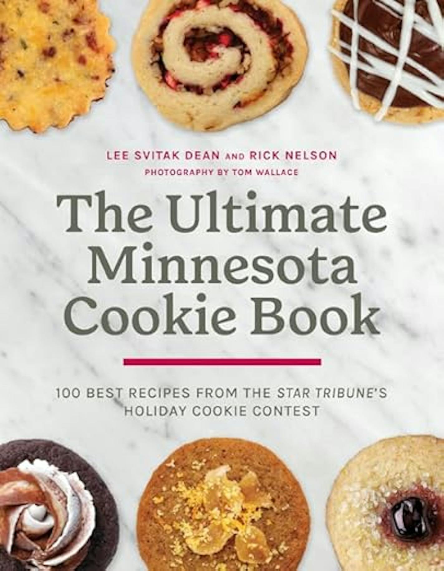 cover of The Ultimate Minnesota Cookie Book features photos of six round cookies on a marble countertop