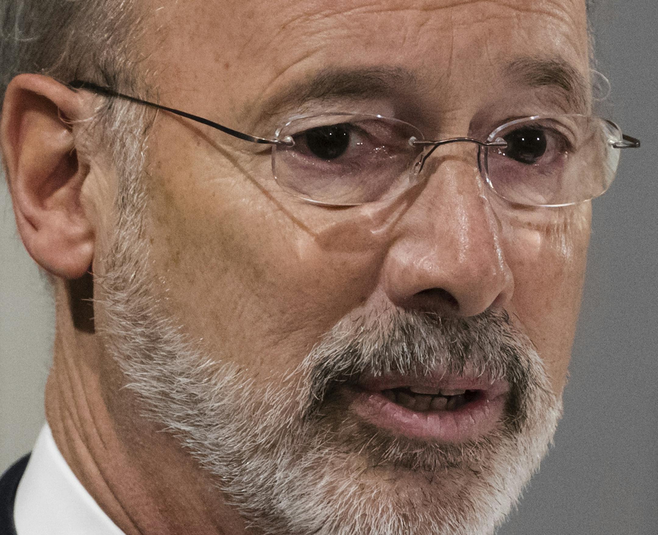 Pennsylvania Gov. Tom Wolf gestures as he speaks at a Pennsylvania Press Club luncheon in Harrisburg, Pa., Monday, Oct. 30, 2017. Wolf has approved legislation authorizing a major expansion of gambling in what is already the nation's second-largest commercial casino state. (AP Photo/Matt Rourke)