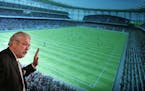 William McGuire owner of the Minnesota United FC showed renderings of the new soccer stadium at press conference Wednesday Feb 24, 2016 in St. Paul.
