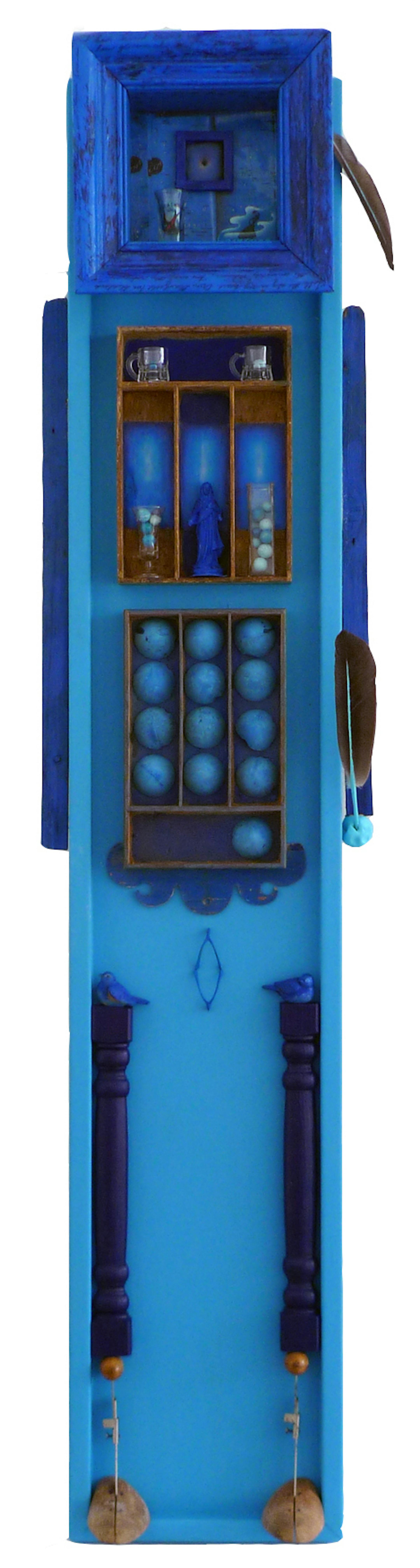 Sculpture by Louise Erdrich, "Blue Woman (self portrait)" Provided by Bockley Gallery