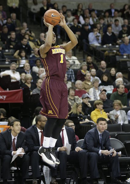 Minnesota's Andre Hollins (1) shoots against Wake Forest during the second half of an NCAA college basketball game in Winston-Salem, N.C., Tuesday, De