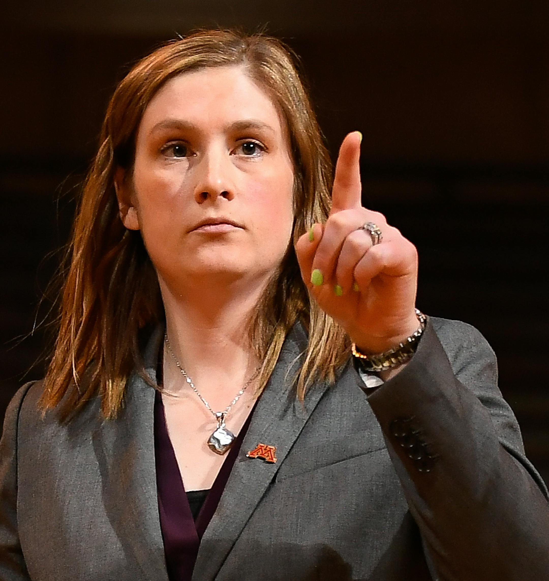 Lindsay Whalen is introduced as the University of Minnesota's women's basketball coach on Friday, April 13, 2018, at Williams Arena in Minneapolis (Aaron Lavinsky/Minneapolis Star Tribune/TNS) ORG XMIT: 1228543