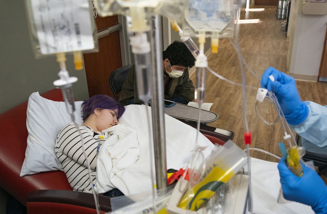 Taylor sleeps through most of her chemotherapy treatments as the potent drugs work to rid her body of cancer. Taylor's parents volunteer to watch Solomon as much as they can so Mark can accompany Taylor during treatment.