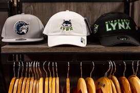 A Lynx cap featuring NBA Paint is available for sale at Target Center on Friday night.