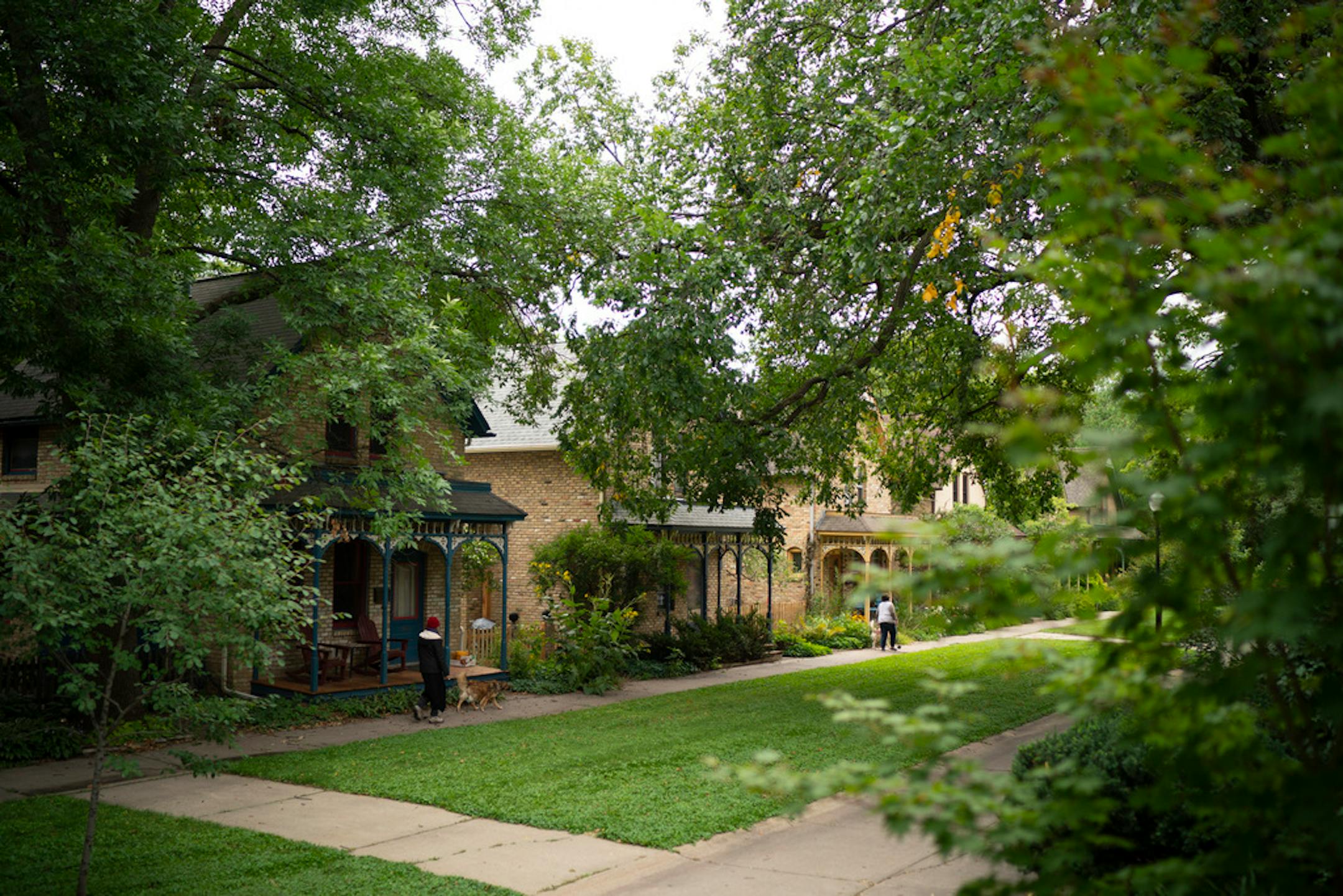 The row of brick houses on Milwaukee Avenue were built in the 1880s for factory workers.