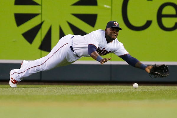 Twins right fielder Miguel Sano made a futile dive after a single by the Orioles' Chris Davis earlier this season.