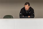 Bill Guerin watched a Wild practice from the general manager’s booth at Tria Rink in St. Paul during last season. 