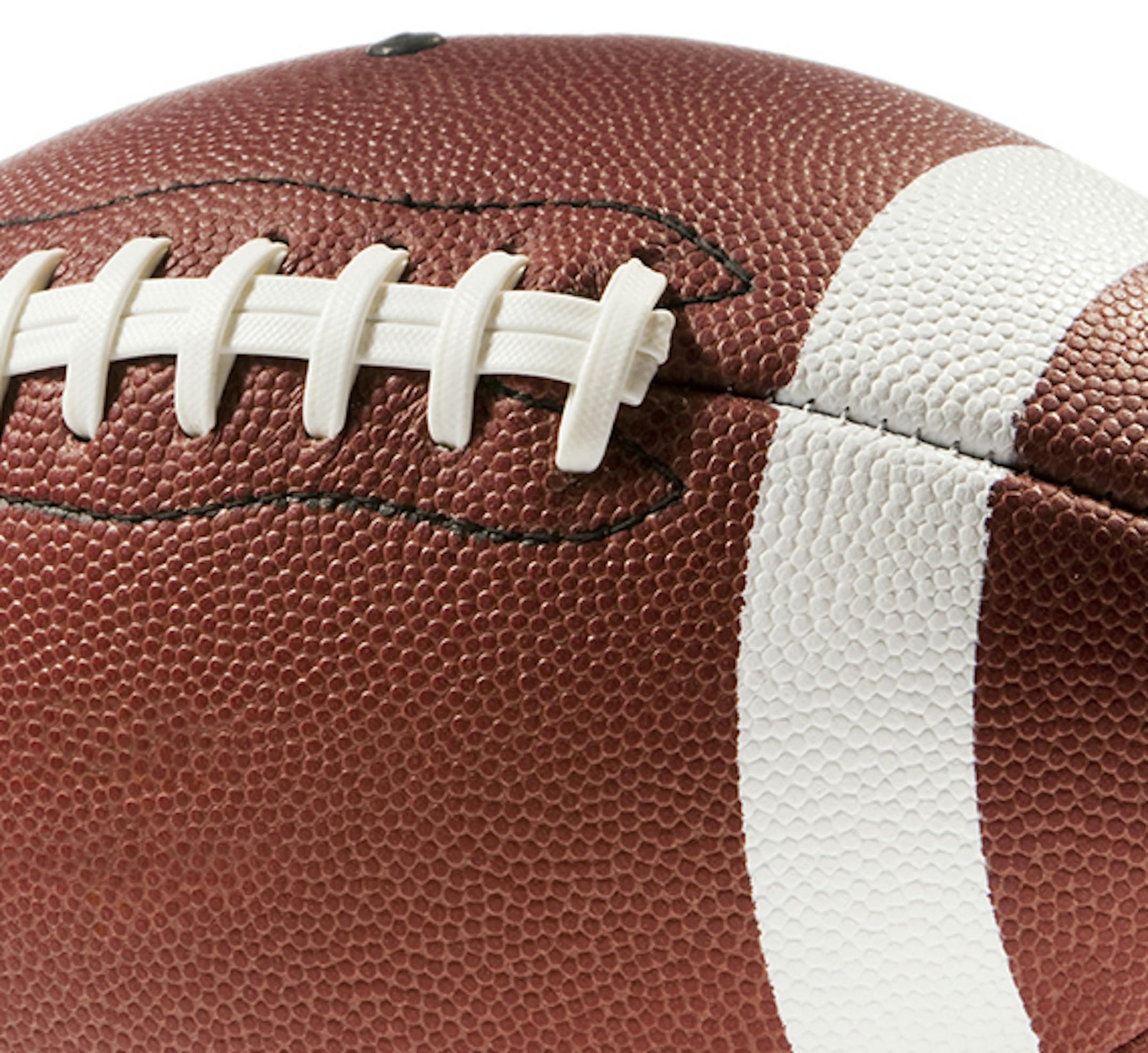 American football on a white background with clipping path