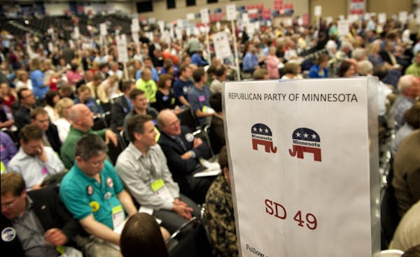 Delegates at the Minnesota GOP convention at the St. Cloud Convention Center, Friday, May 18, 2012.