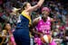 Lynx center Sylvia Fowles looks to shoot against Indiana Fever's Jennifer Hamson in a game last month. Fowles scored 27 points and grabbed 12 rebounds