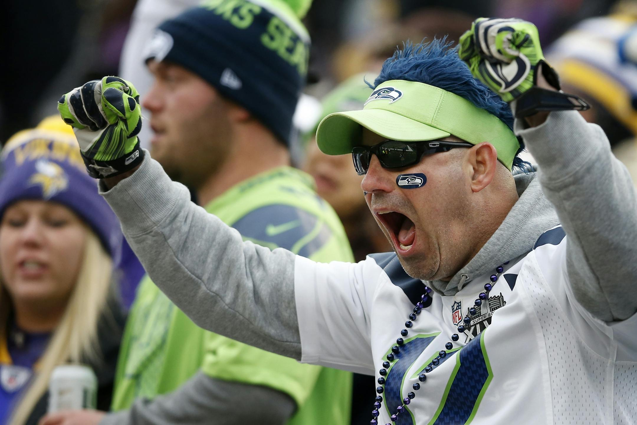 A Seattle Seahawks fan cheered in the third quarter.