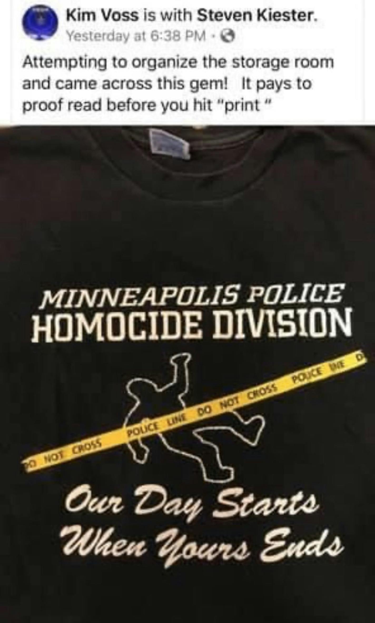 A Facebook post by a Minneapolis police commander featuring an old T-shirt drew an apology from Chief Medaria Arradondo.