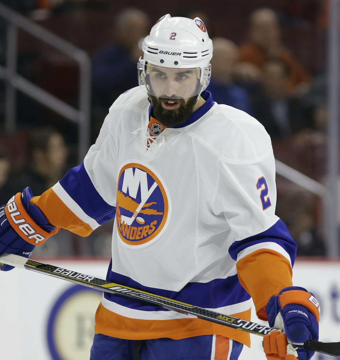 New York Islanders' Nick Leddy in action during an NHL hockey game against the Philadelphia Flyers, Thursday, Feb. 5, 2015, in Philadelphia. (AP Photo/Matt Slocum) ORG XMIT: OTKMS108