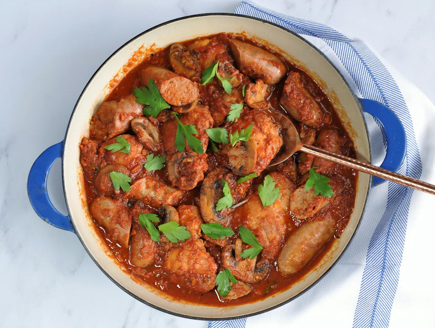 Chicken and Sausage Cacciatore provides warmth on a chilly winter night. Meredith Deeds, Special to the Star Tribune