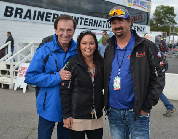 Jed Copham, right, owner of Brainerd International Raceway (BIR), died while boating with his family in Florida. He is shown here at BIR with his wife