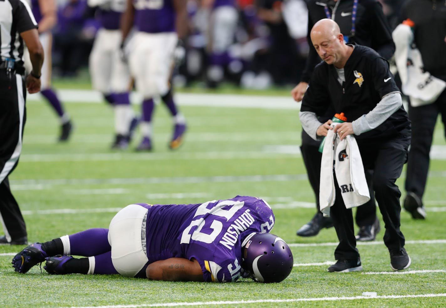 Vikings defensive tackle Tom Johnson tore his hamstring in Sunday's loss to the Colts, according to a USA Today report, and he will be placed on season-ending injured reserve.