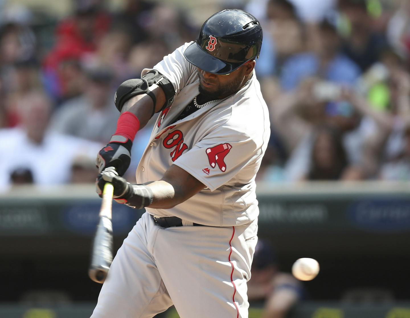 Red Sox designated hitter David Ortiz struck out swinging to end the top half of the 10th inning Sunday afternoon. ] JEFF WHEELER &#xef; jeff.wheeler@startribune.com The Twins closed out their series with a 7-4 win over the Boston Red Sox in 10 innings Sunday afternoon, June 12, 2016 at Target Field in Minneapolis.