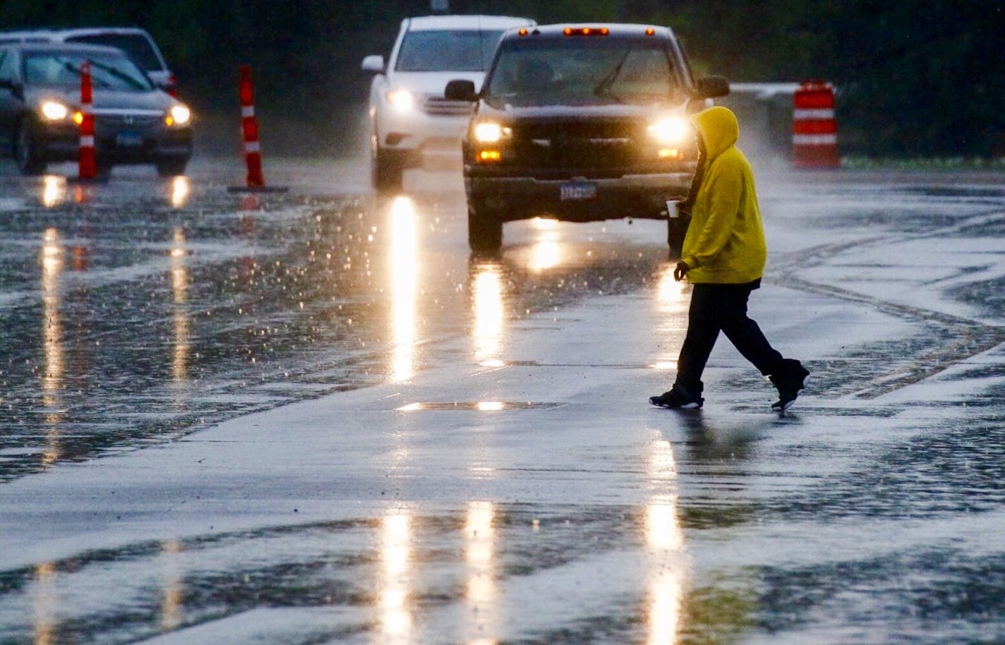 Heavy rain fell in Burnsville near Hwy. I-35W and Burnsville Parkway Monday morning, bringing with it high winds.