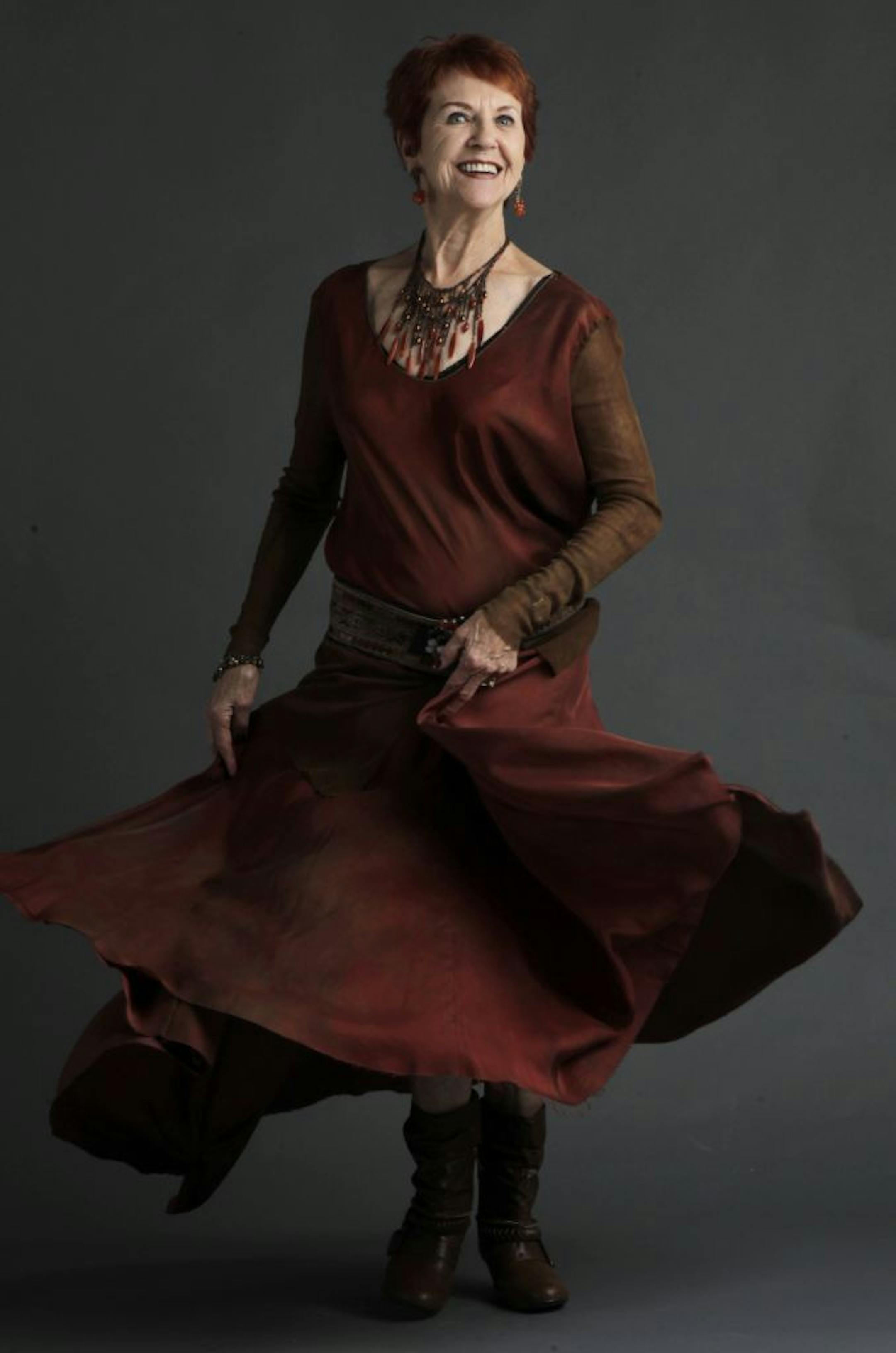Patty Handler, 81, in a Robin Kaplan top and skirt, $755.