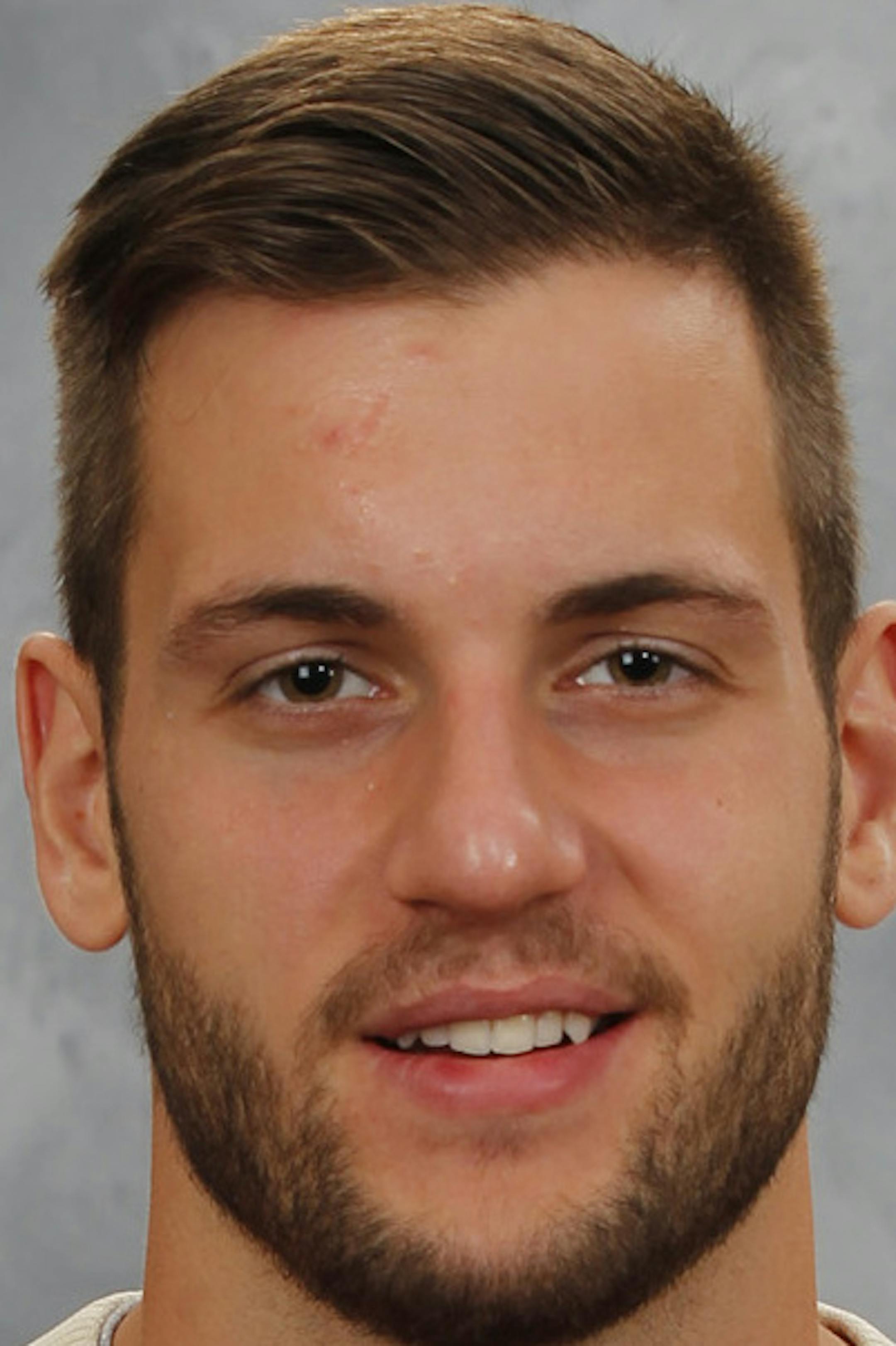 ST. PAUL, MN ‚Äì SEPTEMBER 11: Marco Scandella of the Minnesota Wild poses for his official headshot for the 2013-2014 season on September 11, 2013 at the Xcel Energy Center in Saint Paul, Minnesota. (Photo by Andy King/NHLI via Getty Images) *** Local Caption *** Marco Scandella ORG XMIT: 177614294