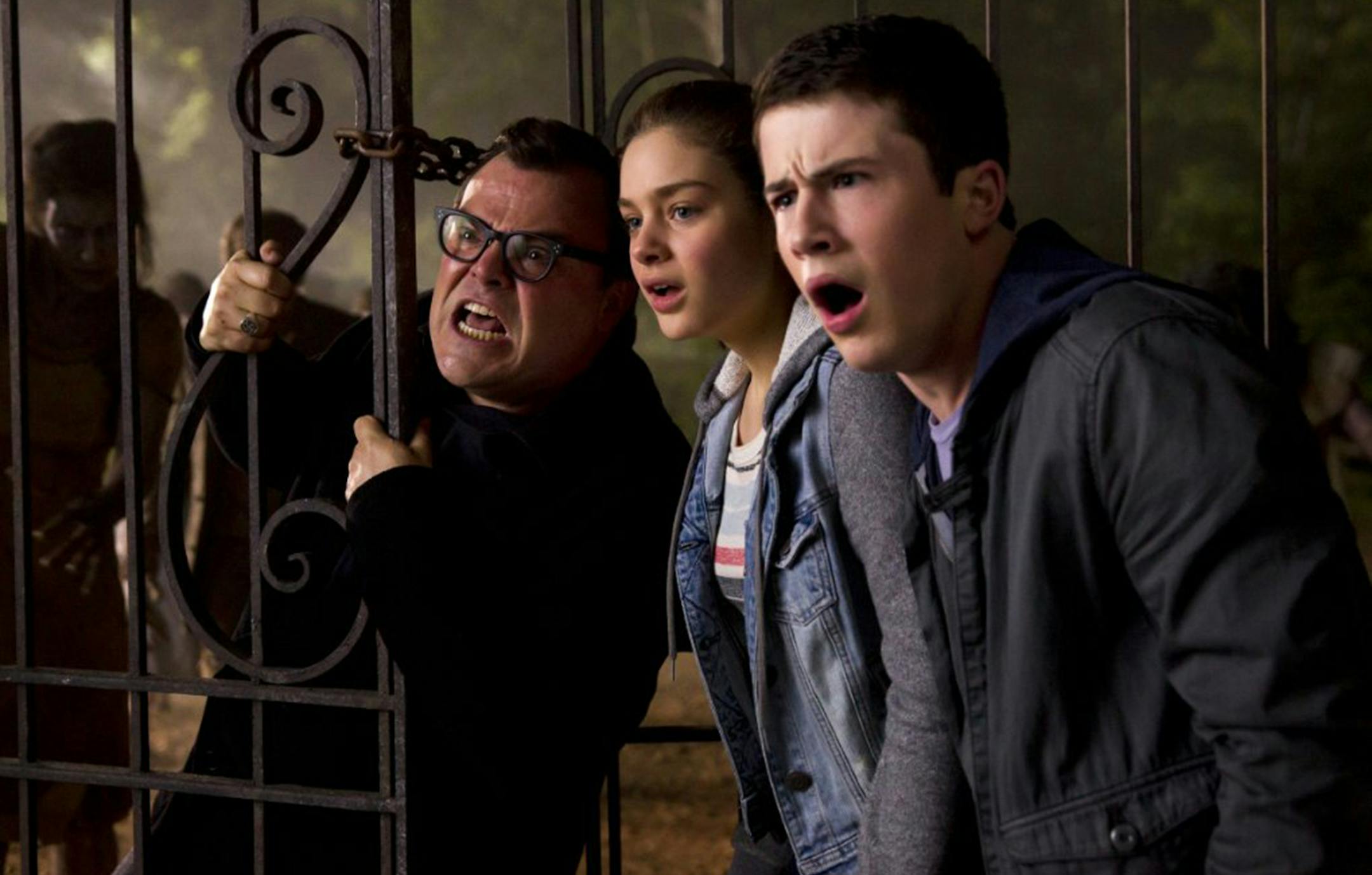 Jack Black, Odeya Rush and Dylan Minnette in "Goosebumps." (Hopper Stone/TNS) ORG XMIT: 1174913
