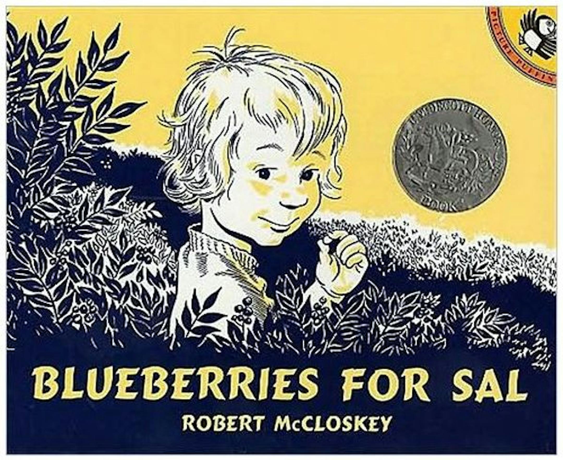 Cover of childrens book "Blueberries for All" by Robert McCloskey.