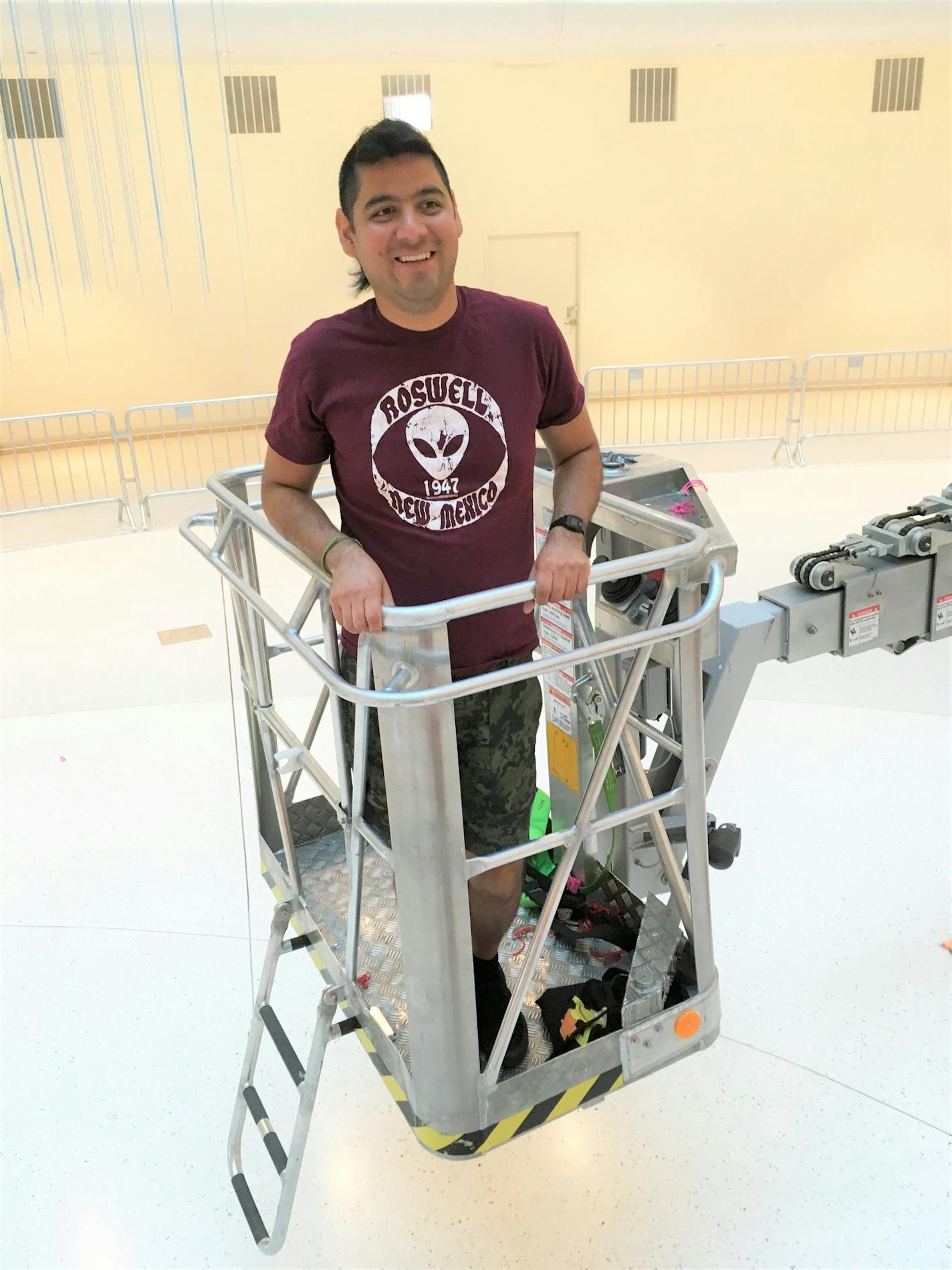 HoTTea, supervising his new installation at the Mall of America. (photo by Alicia Eler, Star Tribune)