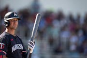 Twins prospect Brooks Lee waits on deck during a spring training game Feb. 25 in Fort Myers, Fla.