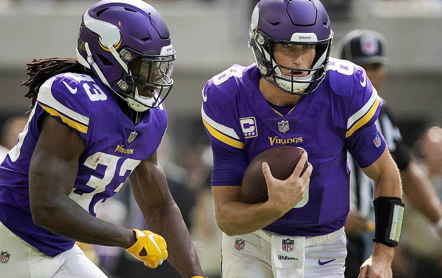 Minnesota Vikings Kirk Cousins (8). ] CARLOS GONZALEZ &#xef; cgonzalez@startribune.com &#xf1; September 9, 2018, Minneapolis, MN, US Bank Stadium, NFL, Minnesota Vikings vs San Francisco 49ers