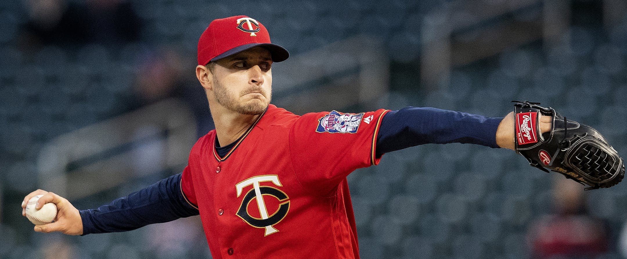 Minnesota Twins starting pitcher Jake Odorizzi (12) in the second inning.