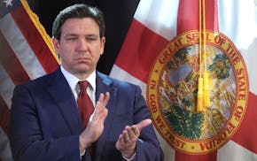 Florida Gov. Ron DeSantis speaks at a news conference.