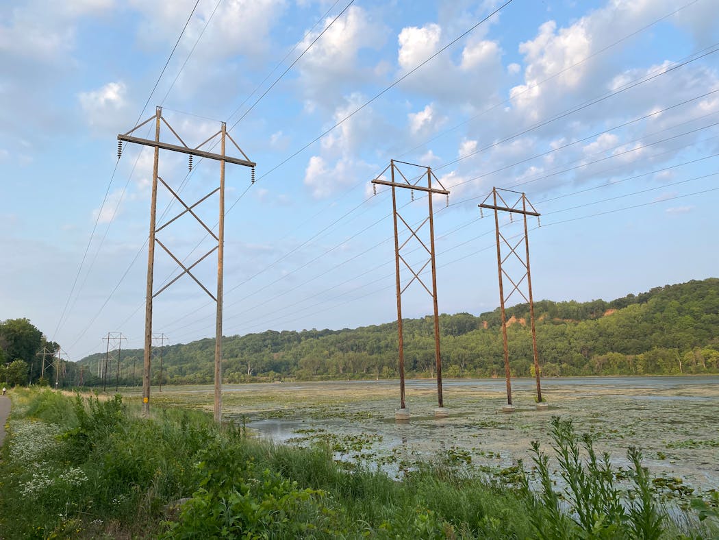 Electrical transmission lines in Lilydale Regional Park in St. Paul.