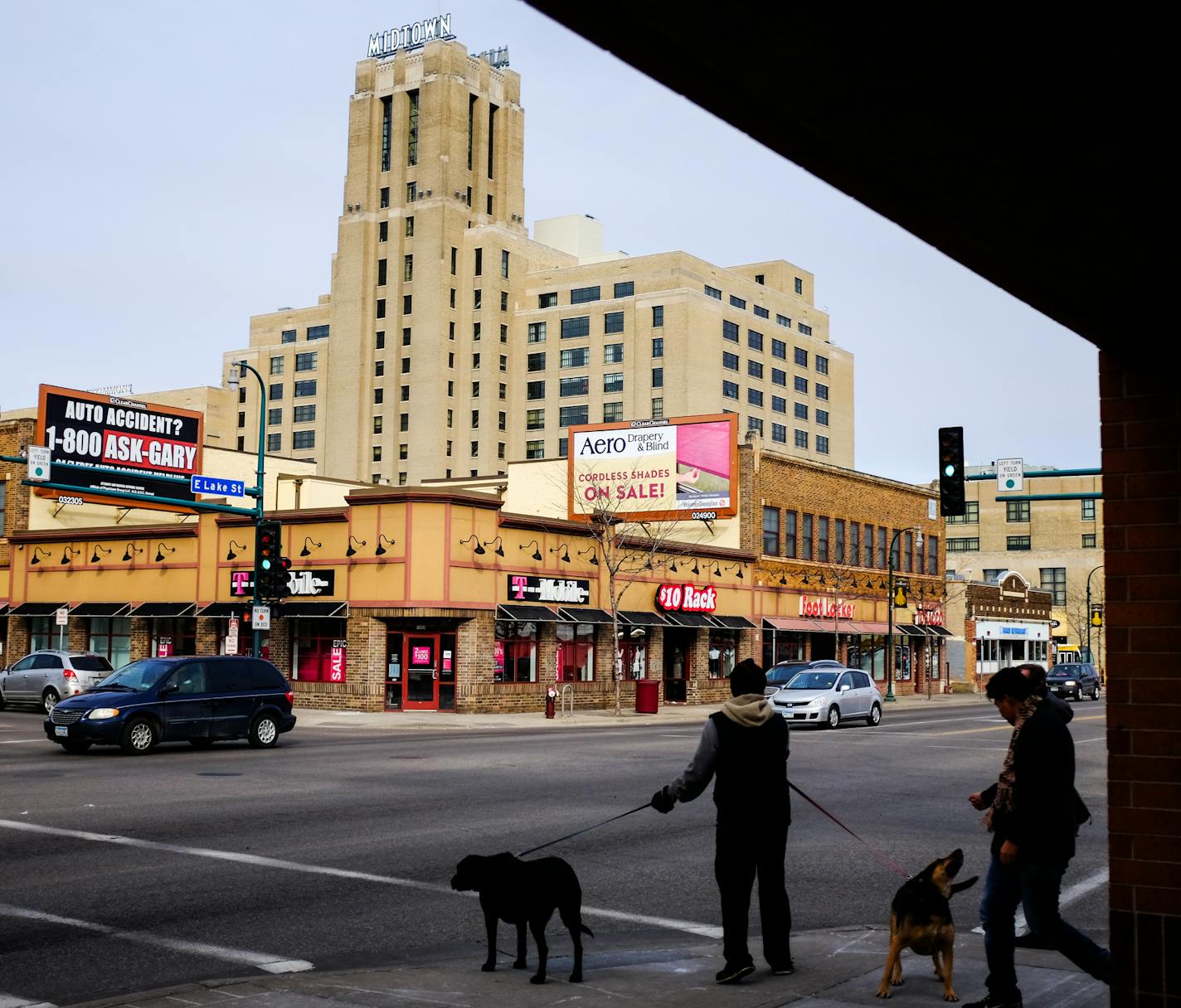 Pedestrians waited to cross near Midtown Global Market. Crime is up in the Third Precinct, which includes E. Lake Street.