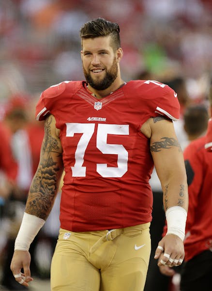 San Francisco 49ers offensive tackle Alex Boone (75) during the second half of against the Dallas Cowboys an NFL preseason football game in Santa Clar