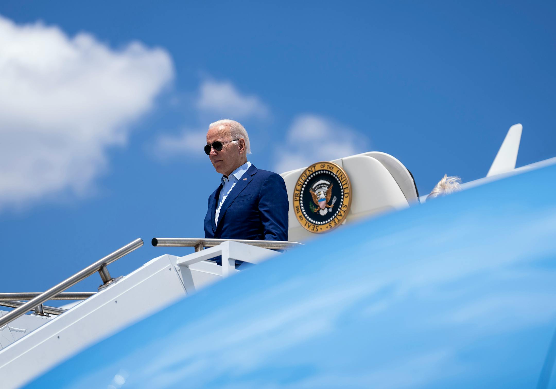 FILE ' President Joe Biden arrives at T.F. Green International Airport in Warwick, R.I., July 20, 2022. 'Biden has had some bad months, to be sure, but there is no way to get around the fact the last month or so has been stellar for the administration,' writes New York Times columnist Charles M. Blow. (Doug Mills/The New York Times)