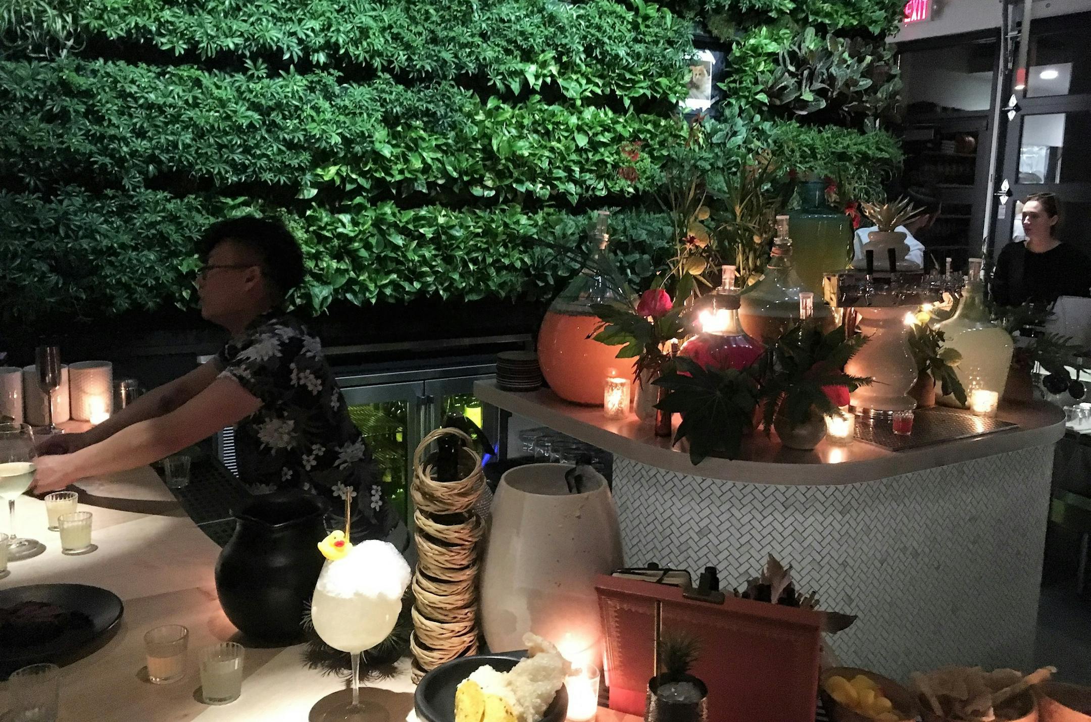 The bar at Colita, which offers fermented cocktails, is set in front of a living wall. "Using fermentation in a really accessible way, that would be my goal here,” said bar director Marco Zappia.