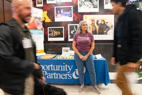 Danette Scorza, a talent acquisition manager from Opportunity Partners, recruited for her nonprofit at the Government & Nonprofit Career Fair in 2022.