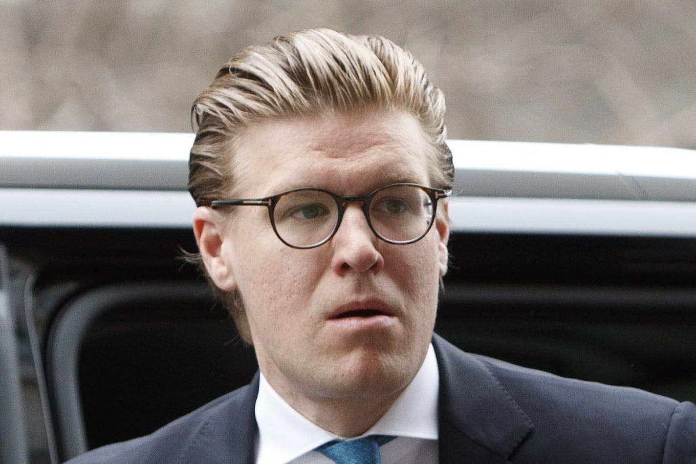 Alex van der Zwaan, a former lawyer for a powerful international corporate law firm, arrives at U.S. District Court in Washington on Tuesday, April 3, 2018.