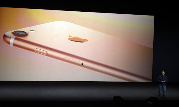 Phil Schiller, Apple's senior vice president of worldwide marketing, talks about the features on the new iPhone 7 during an event to announce new prod