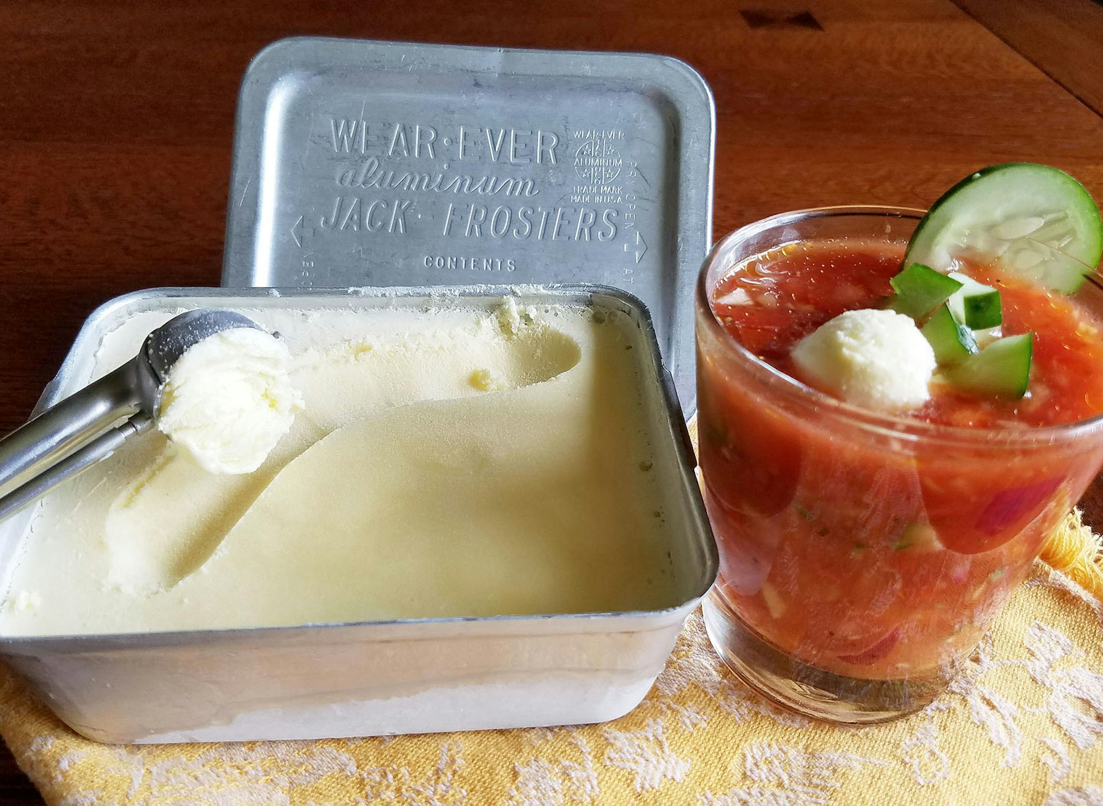 LoAnn Mockler, Special to the Star Tribune Making mustard ice cream with gazpacho.