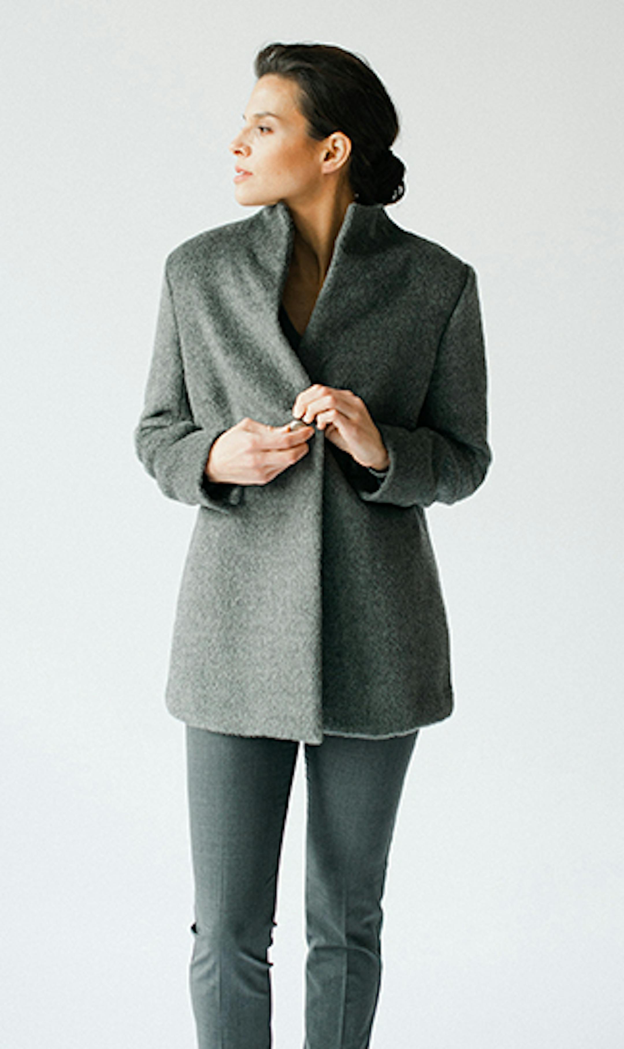Cocoon's Waldorf weekend coat in grey, made from wool and mohair coating. Provided photo