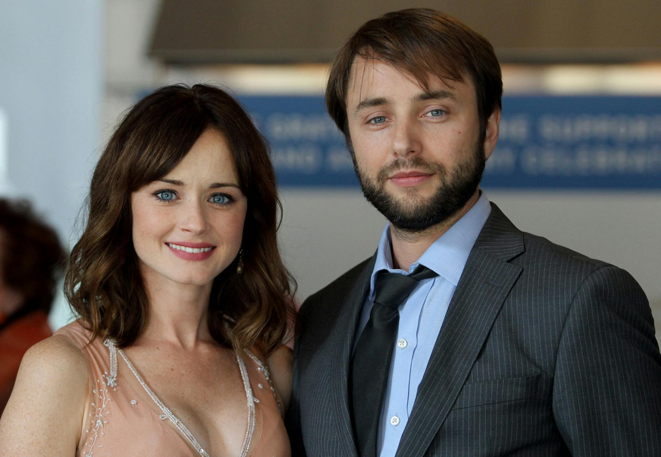 Actress Alexis Bledel and her boyfriend Vincent Kartheiser, of "Mad Men", pose for a picture before the Guthrie Theatre 50th Anniversary Celebration on Saturday, June 22, 2013.