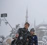 A couple took a selfie at Sultanahmet district, one of Istanbul&#x2019;s main tourist attractions.