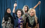 Filsan Said, Lina Jamoul, Rasha Ahmad Sharif and Noor Adwan in the New Arab American Theater Works' production of "Zafira and the Resistance."