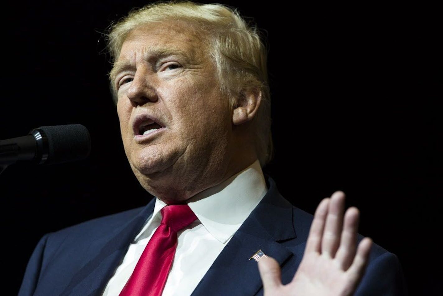 Republican presidential candidate Donald Trump speaks during a campaign rally at the South Florida Fairgrounds and Convention Center, Thursday, Oct. 13, 2016, in West Palm Beach, Fla.