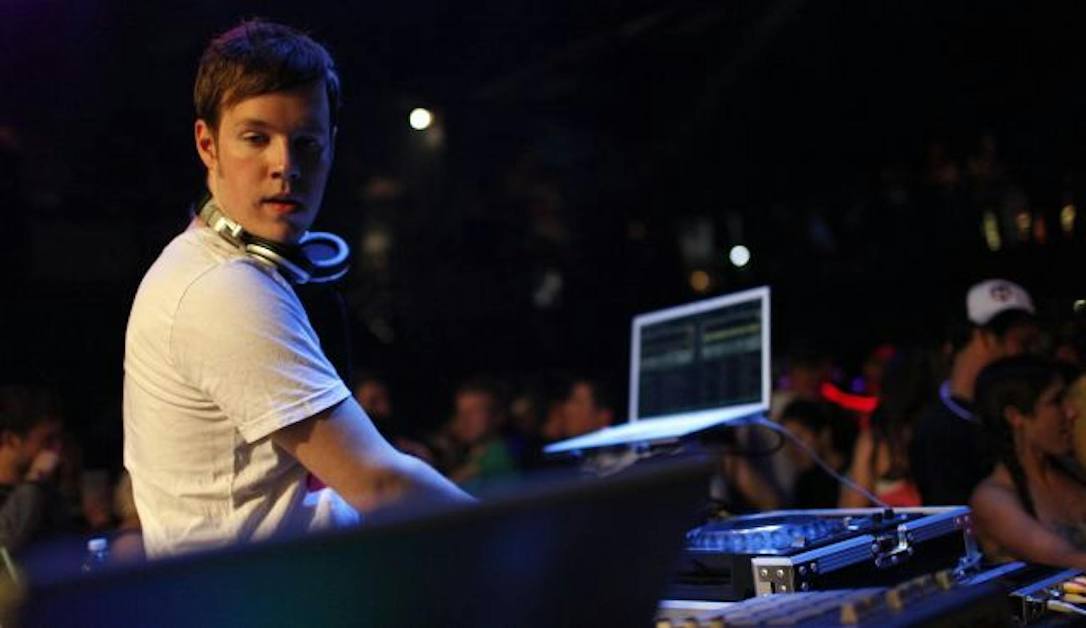 DJ Soviet Panda works the sound equipment during the Too Much Love dance party. More like him in downtown clubs, please.