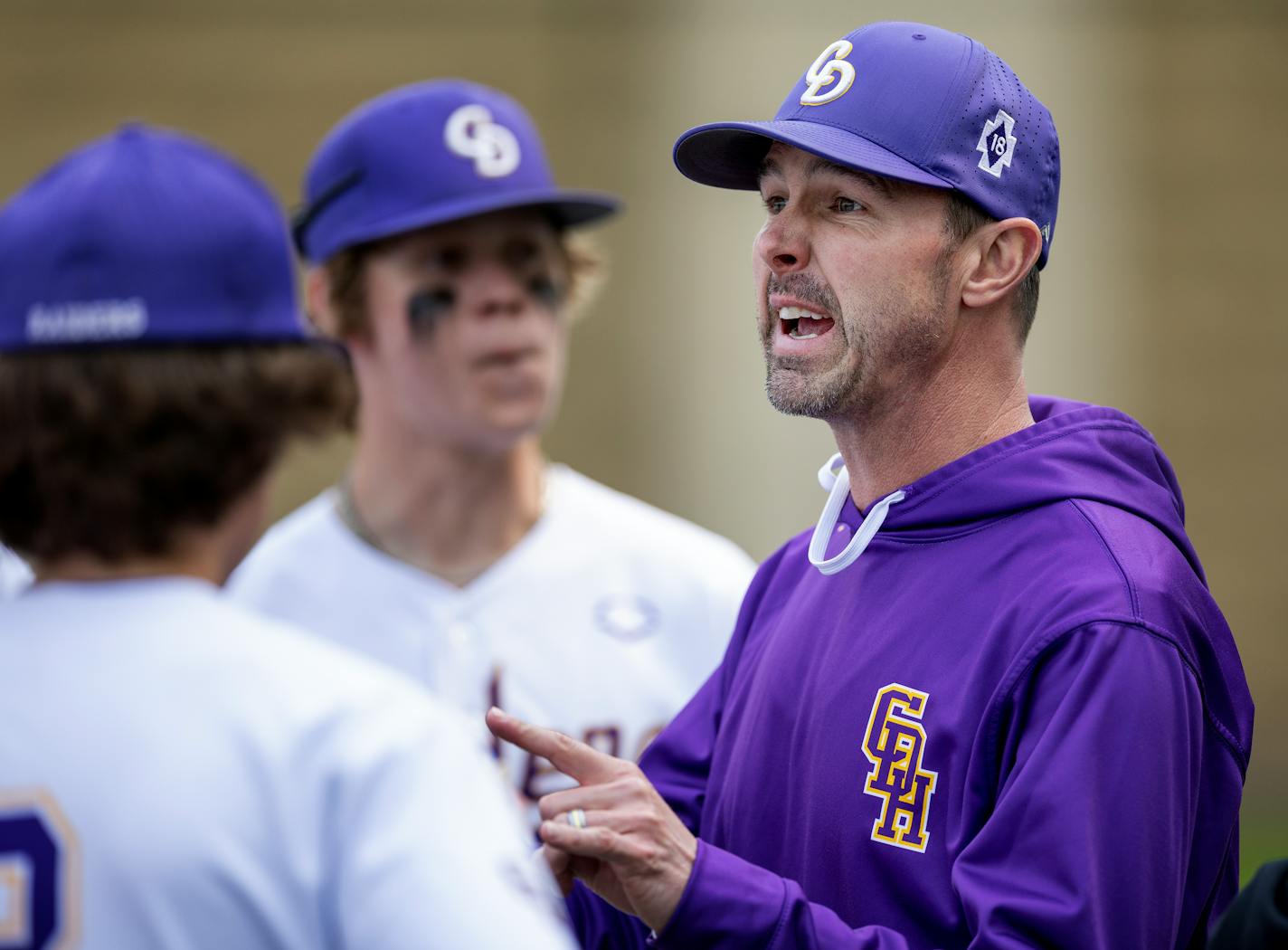 Cretin-Derham Hall head baseball coach Buzz Hannahan Wednesday, May 17, 2023, at Shrode Field in St. Paul, Minn. ] CARLOS GONZALEZ • carlos.gonzalez@startribune.com