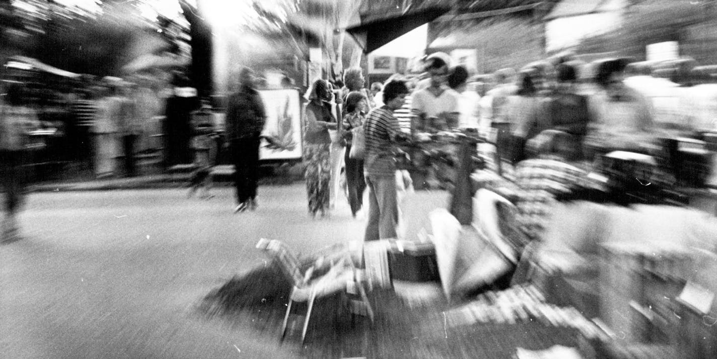 August 15, 1976 The Lagoon was crowded with buyers and browsers attending the 13th annual Uptown Art Fair Saturday afternoon .More than 400 exhibitors are participating in the fair, which continues until sundown today. Pete Hohn, Minneapolis Star Tribune