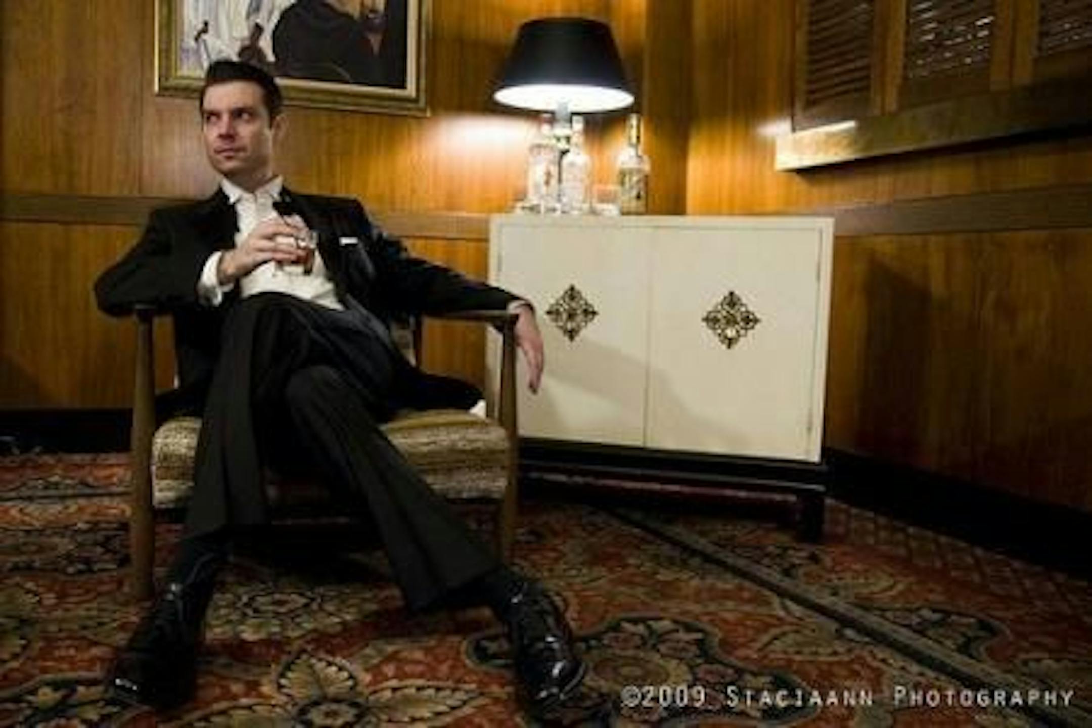 Jake Rudh strikes a "Mad Men" pose