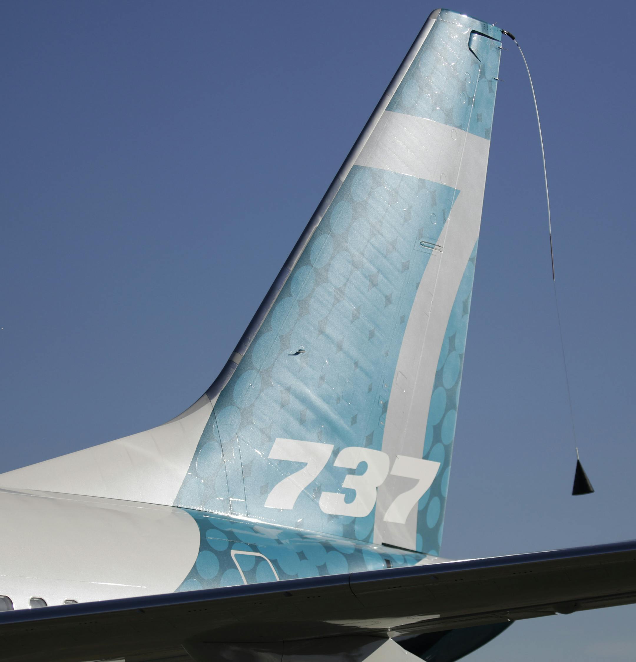 A Boeing 737 MAX 7 is pictured before the airplane's first flight, Friday, March 16, 2018, in Renton, Wash. (AP Photo/Jason Redmond) ORG XMIT: WAJR108